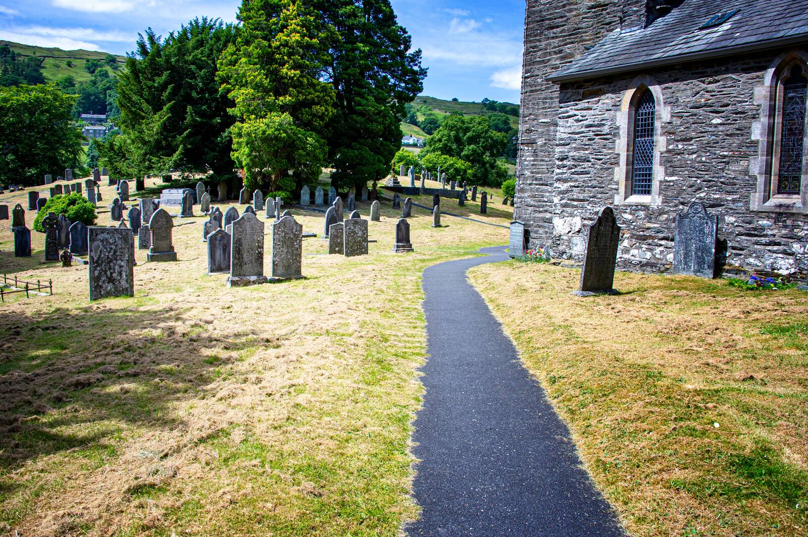 Graveyard path to the slate church