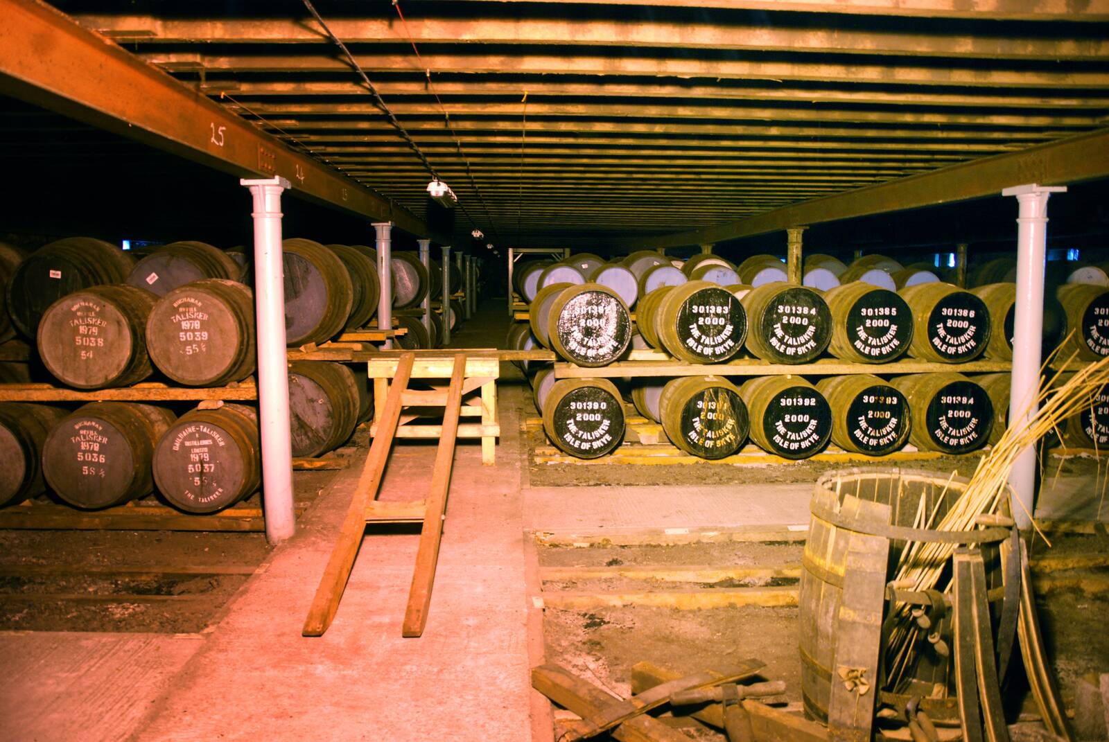 Whisky casks in the warehouse