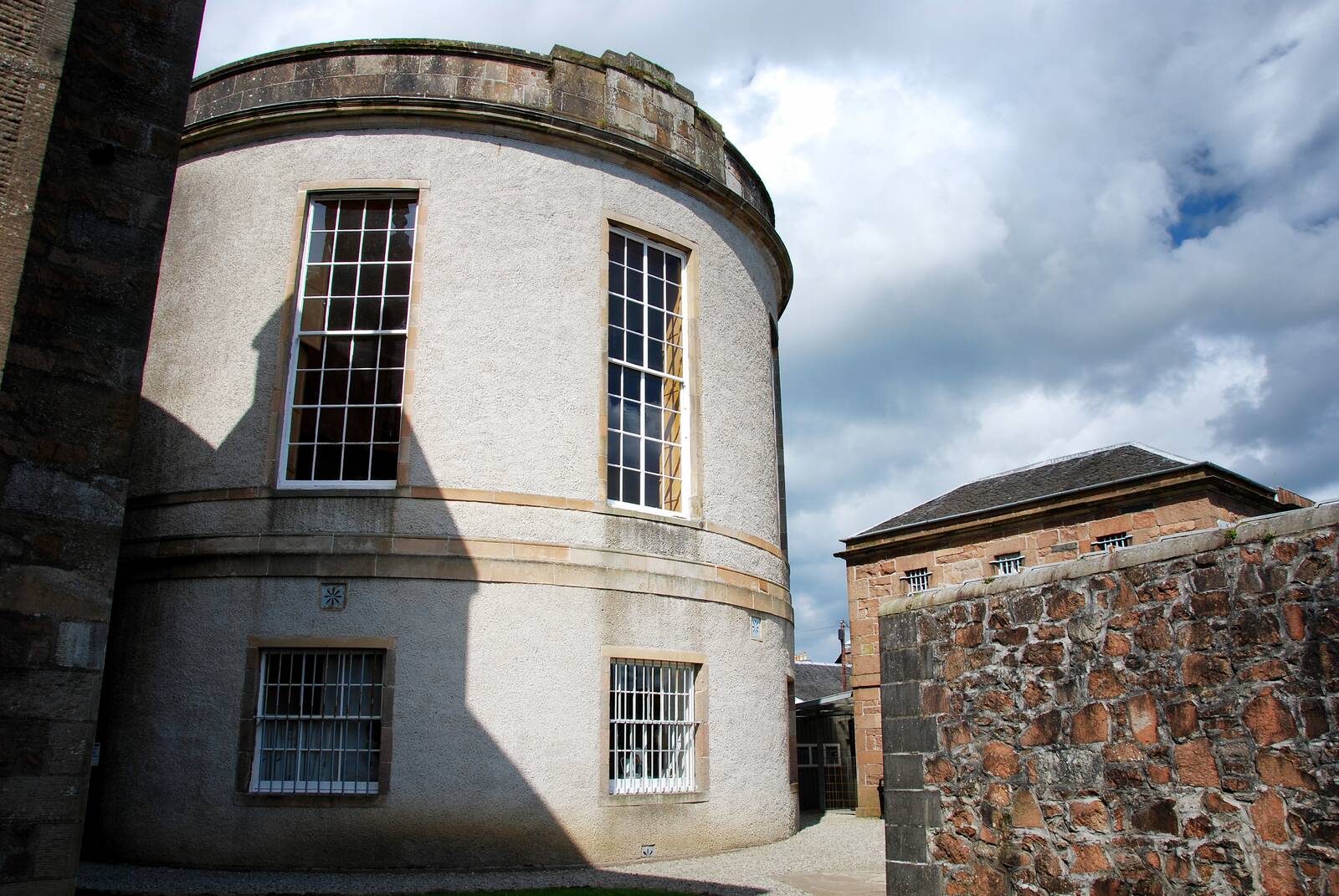 The jail's white roundhouse