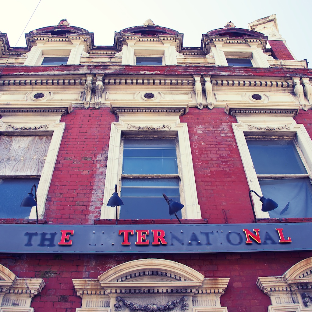 The International pub facade
